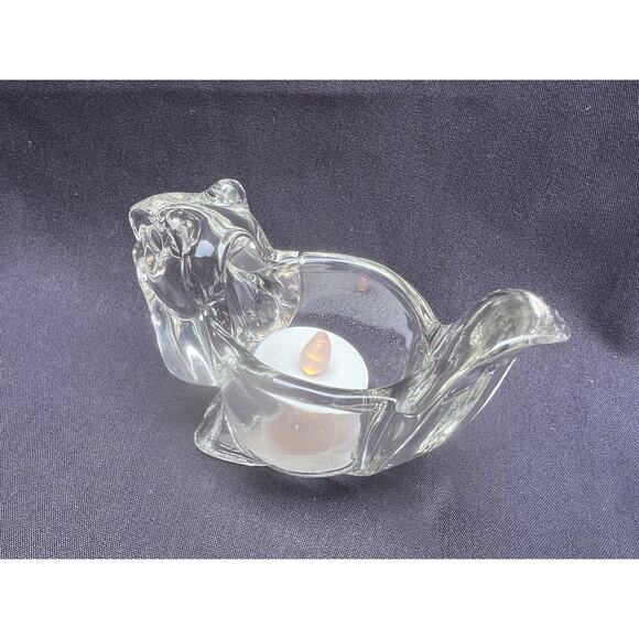 Vintage AVON Clear Glass Squirrel Votive/Candle Holder - Picture 2 of 9